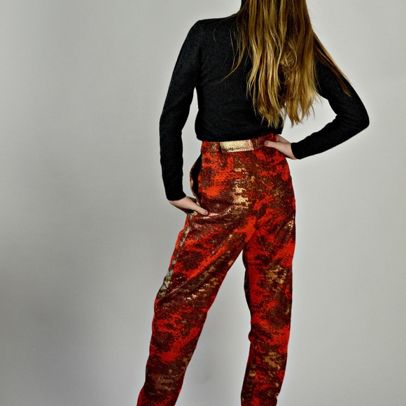 Baggy Pleated Metallic Jeans Designer Pedro del Hi - Picture 6 of 7